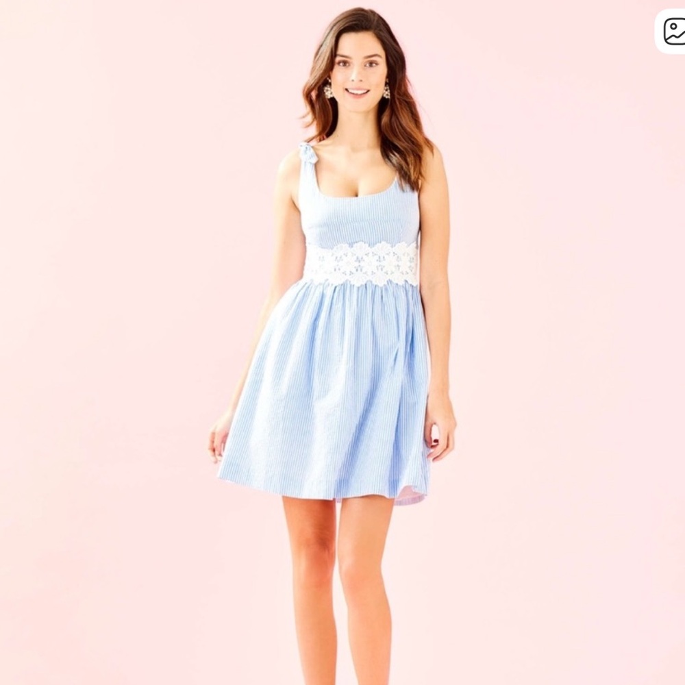 Lilly Pulitzer Tessa Dress in Coastal Blue Seersucker
